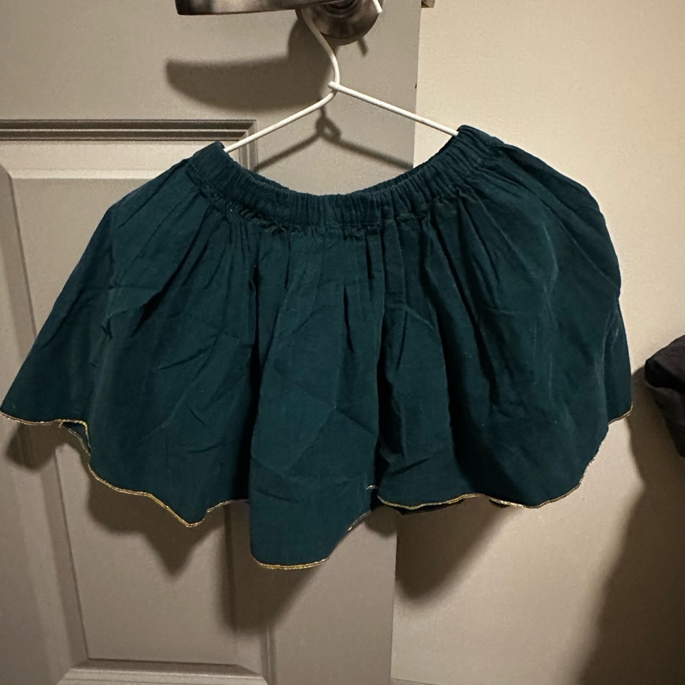 Petit Bateau Teal Circle Skirt with Gold Hem for Girls - Size: 5 years
